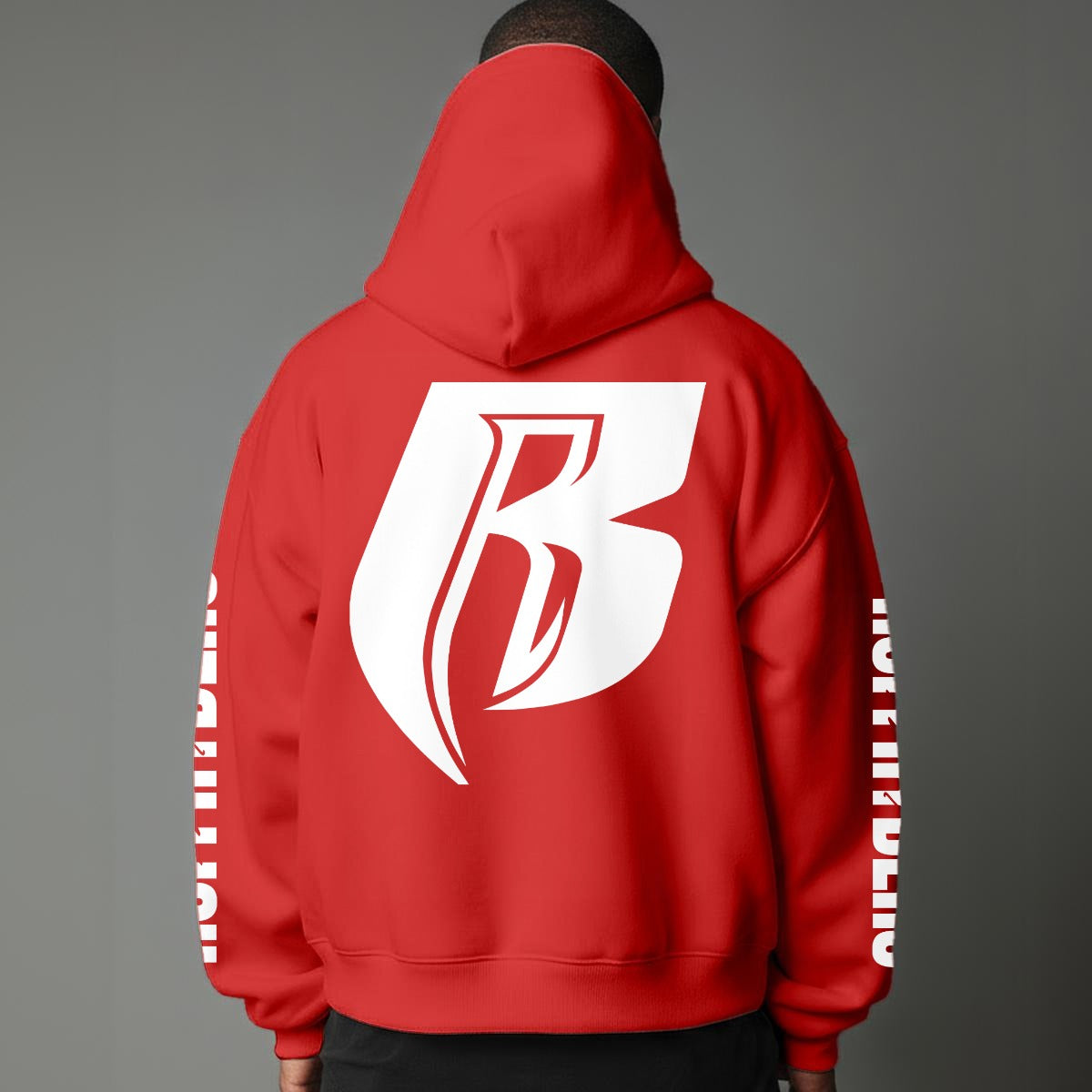 White Print Pullover Hoodie with Micro-Fleece Lining