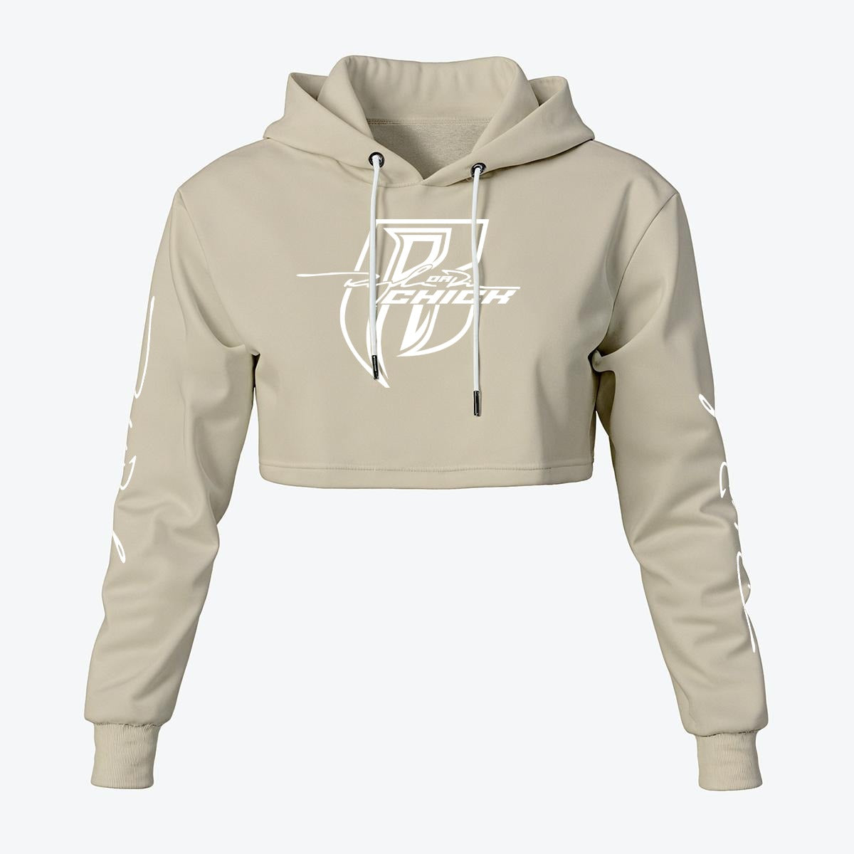 White Print Ride Or Die Chick Cropped Hoodie | Fleece Lining