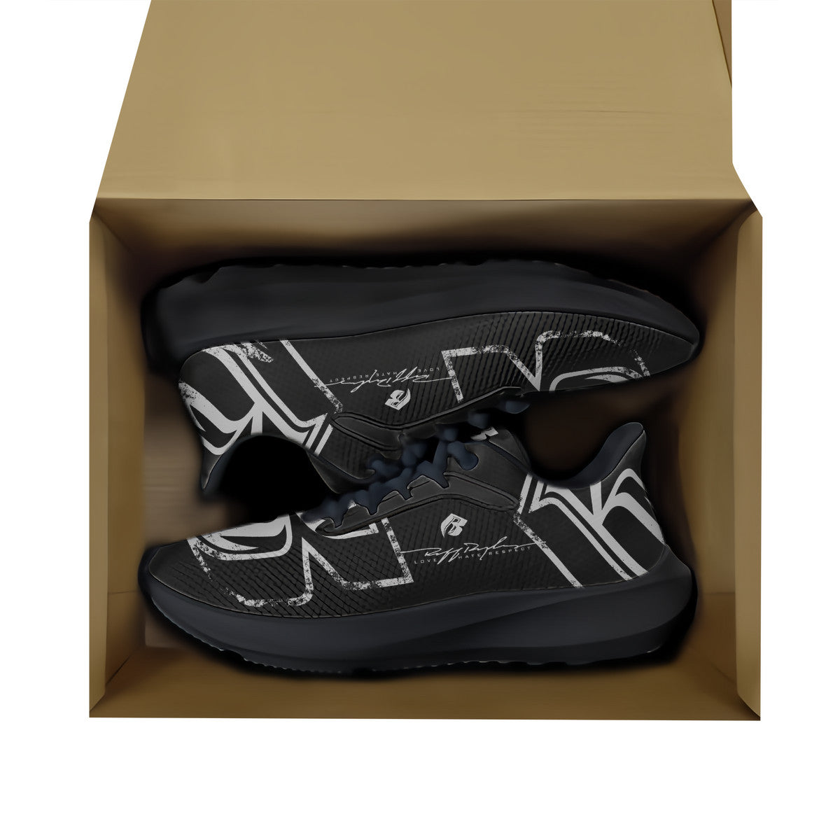 Black & Silver RR Grunge Running Shoes