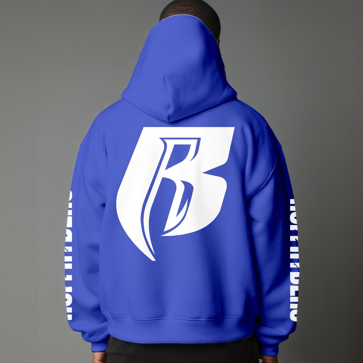 White Print Pullover Hoodie with Micro-Fleece Lining