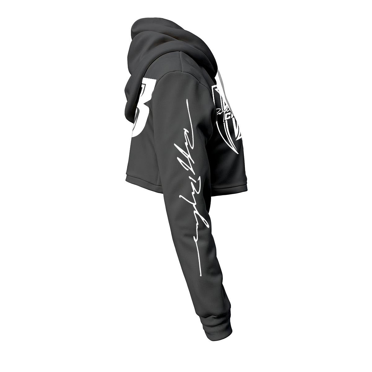 White Print Ride Or Die Chick Cropped Hoodie | Fleece Lining