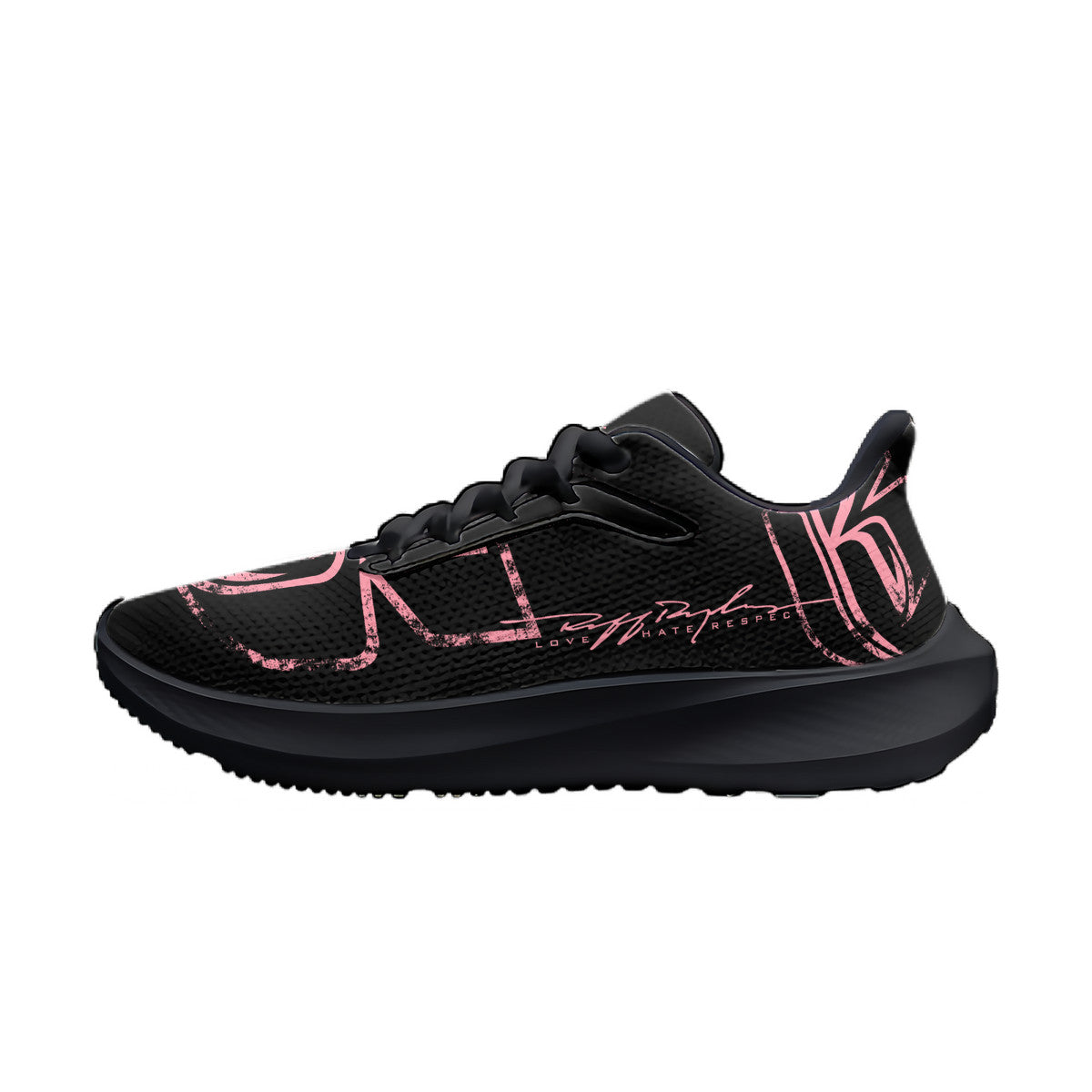 Black & Pink Grunge Running Shoes