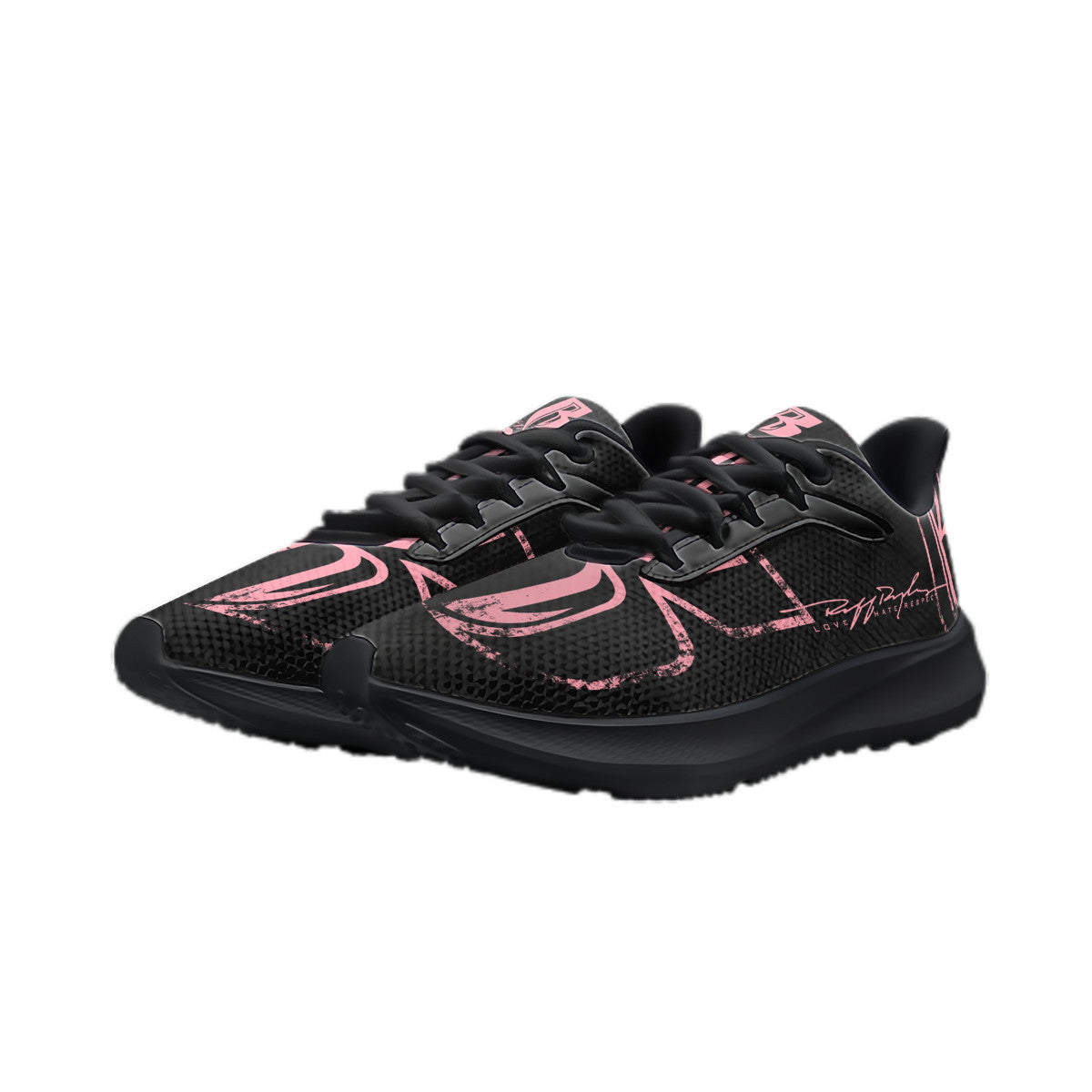 Black & Pink Grunge Running Shoes