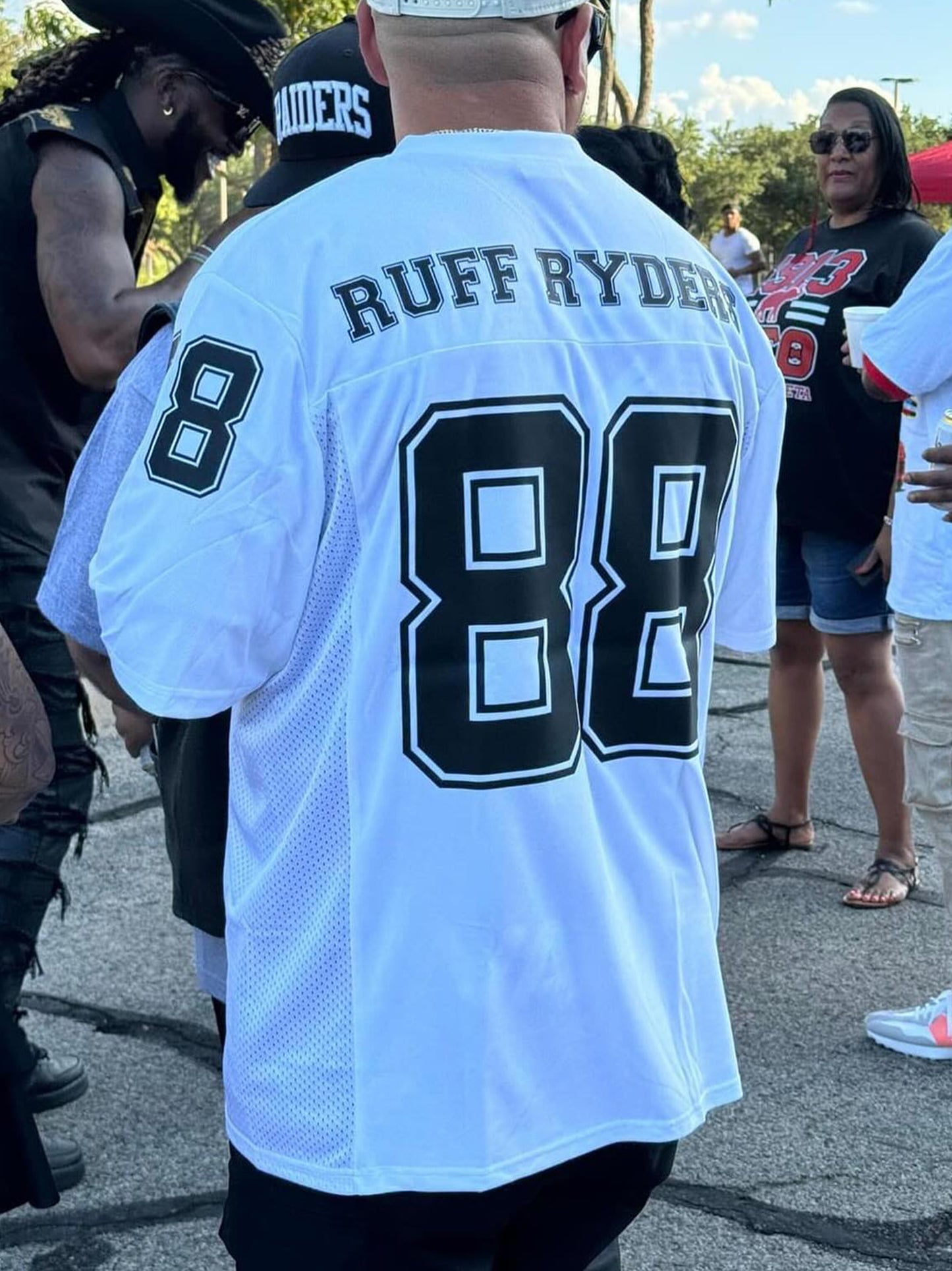 WHITE FOOTBALL JERSEY WITH RUBBER EMBOSSED