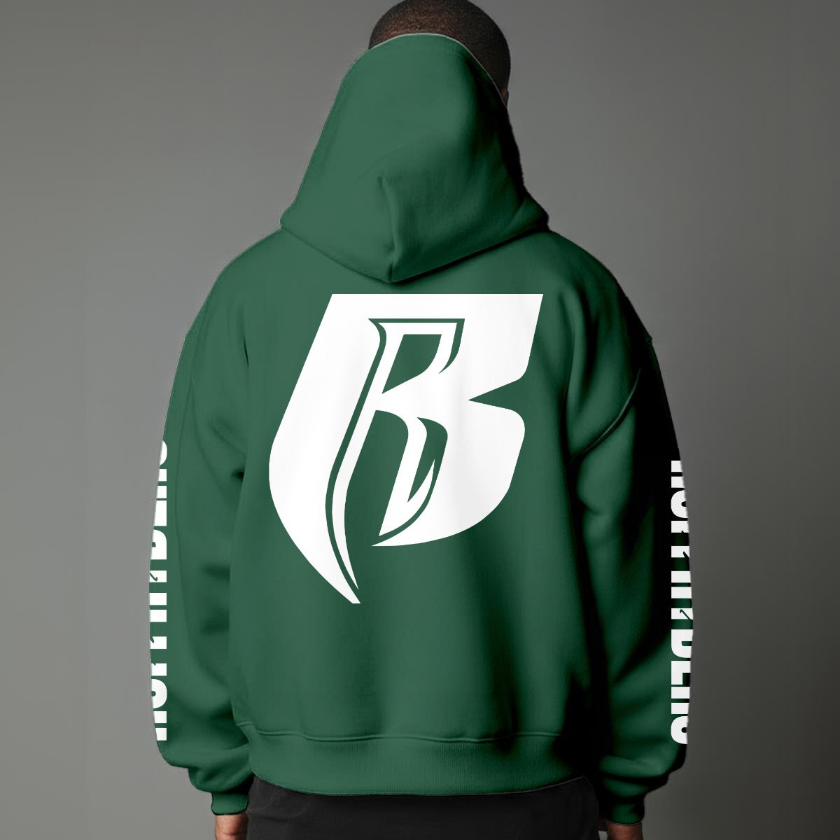 White Print Pullover Hoodie with Micro-Fleece Lining