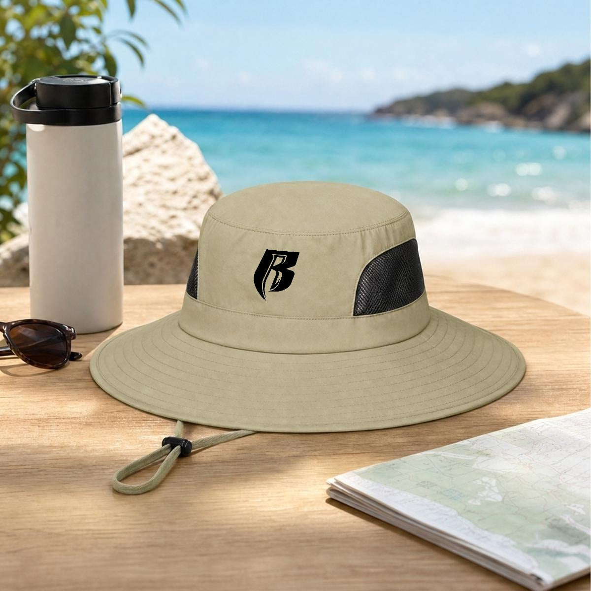 Blk RR Wide Brim Sun Hat