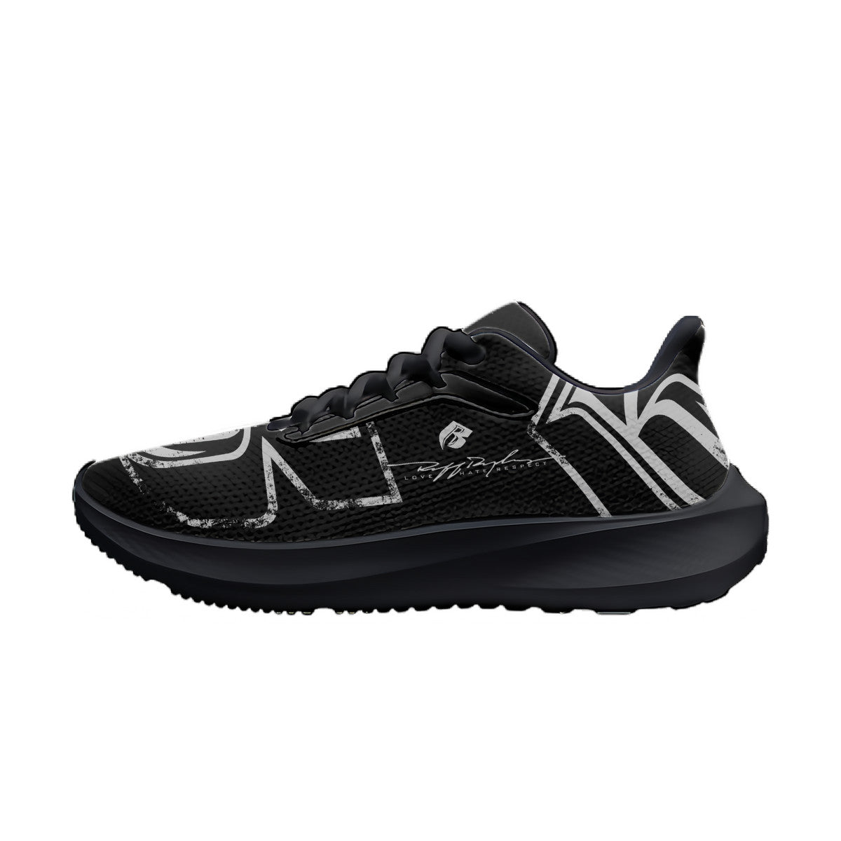 Black & Silver RR Grunge Running Shoes